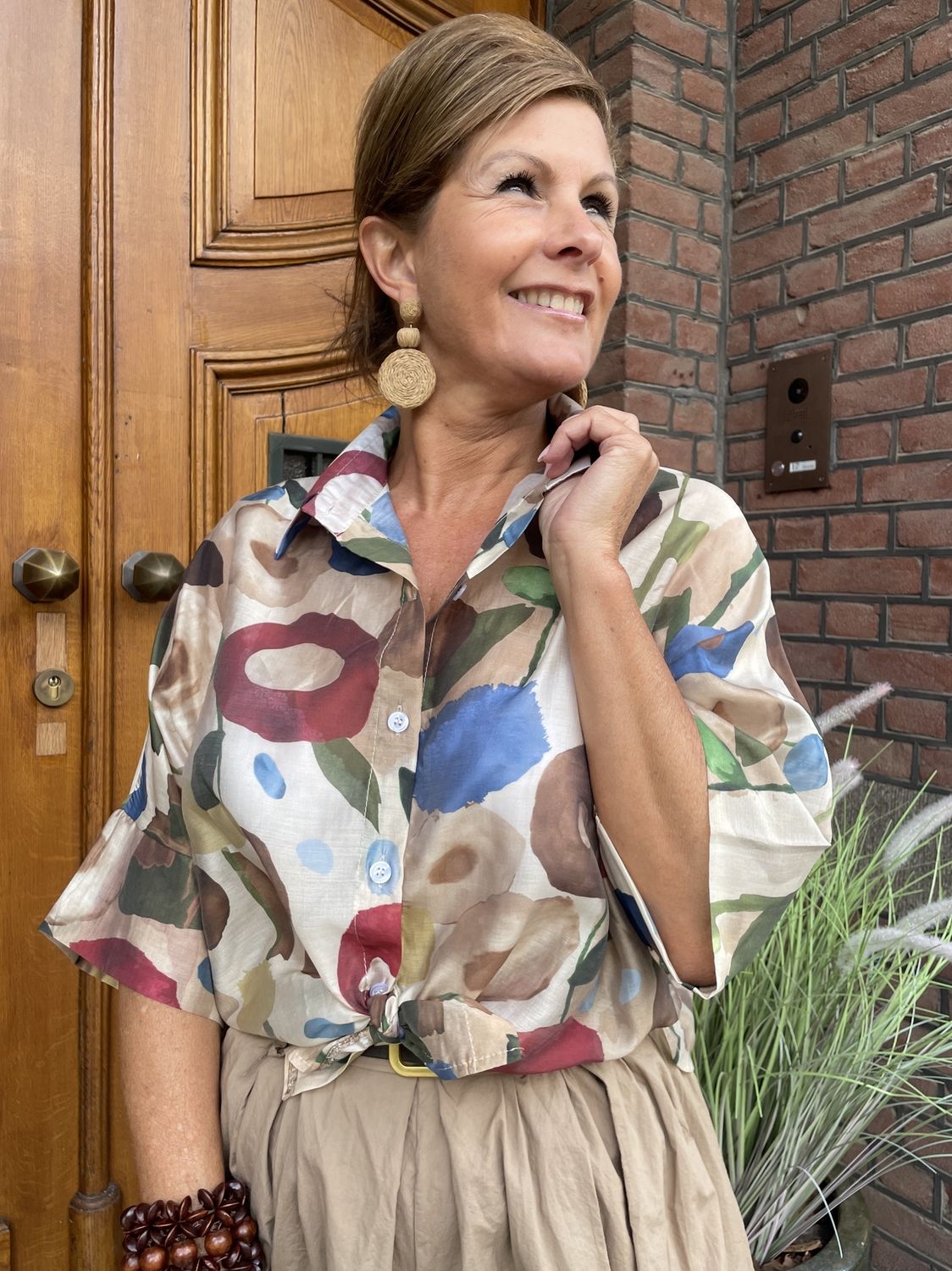 BLOUSE AGGIE - BEIGE PRINT