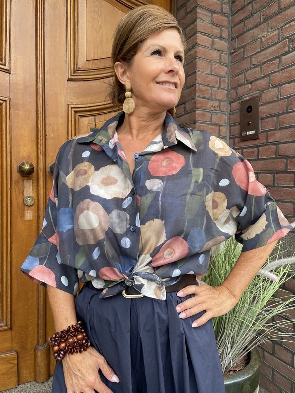 BLOUSE AGGIE - BLAUWE PRINT