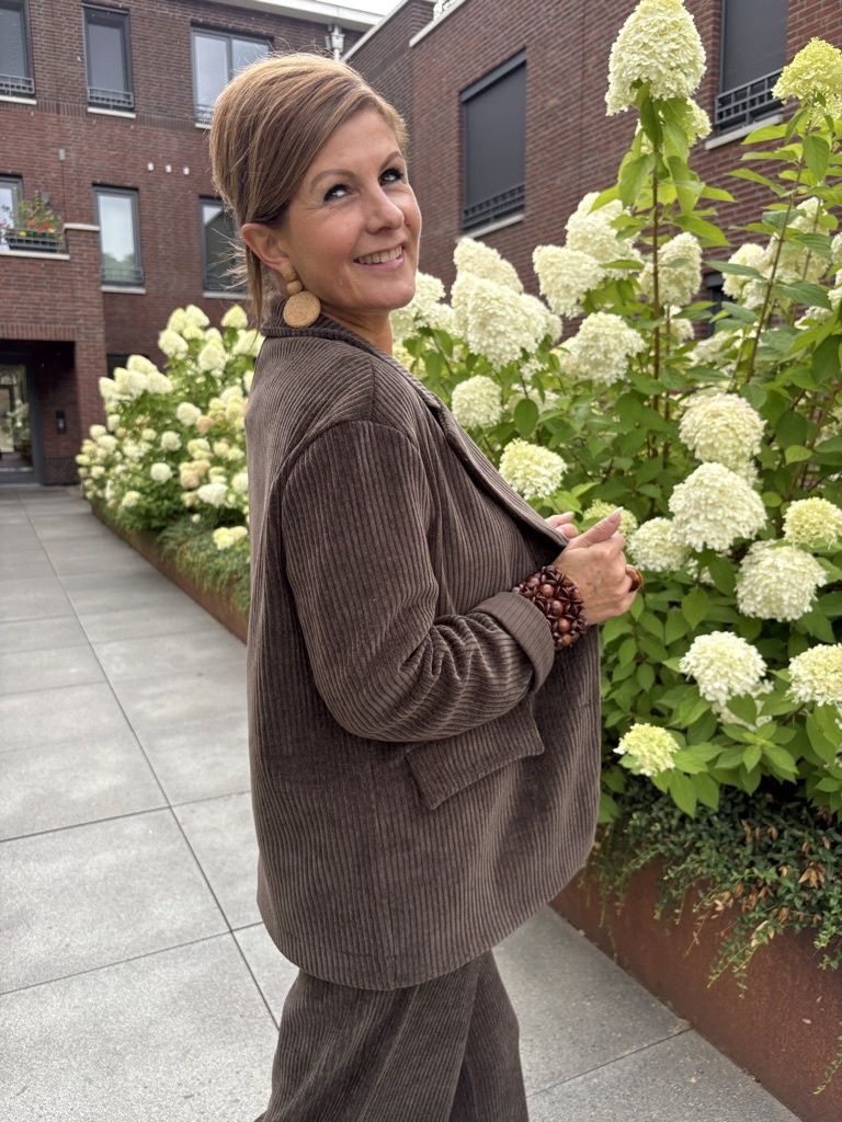 Blazer Aveline Choco Ribstof