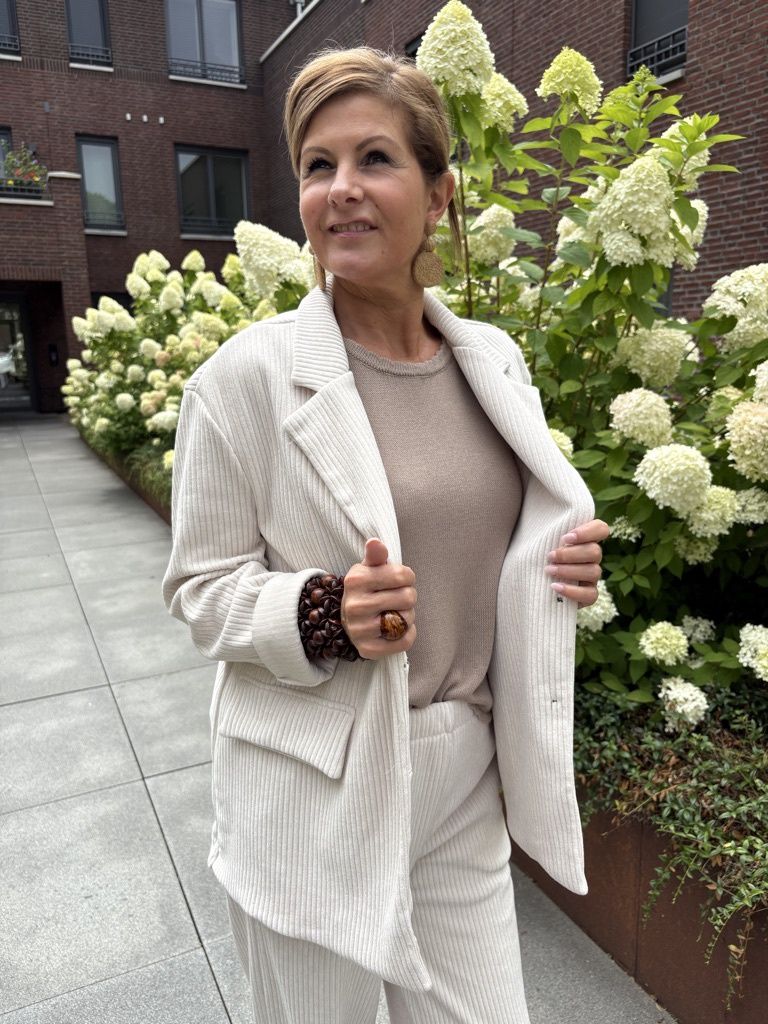 Blazer Aveline Offwhite Ribstof