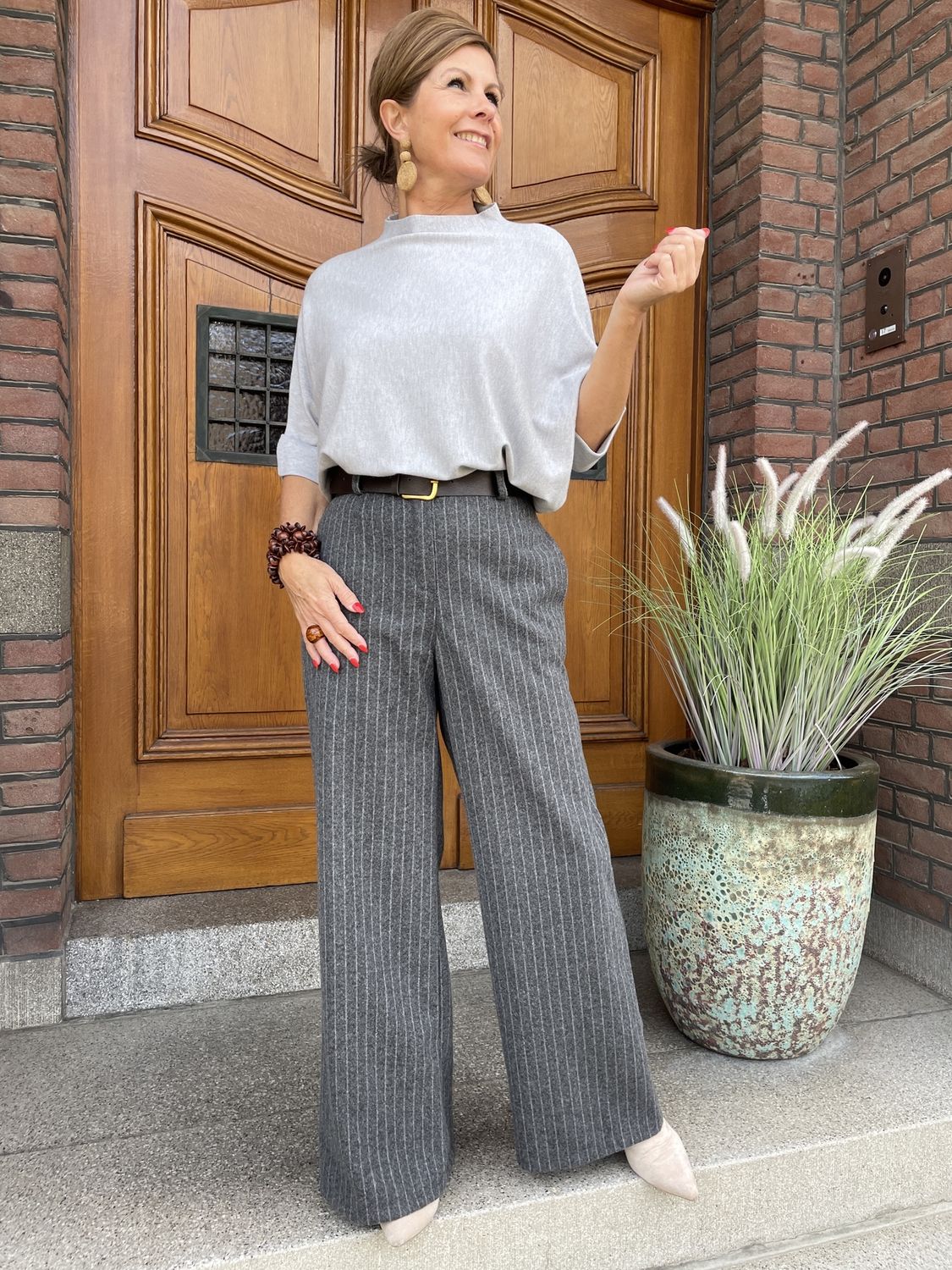 ANTRACIET KRIJTSTREEP PANTALON