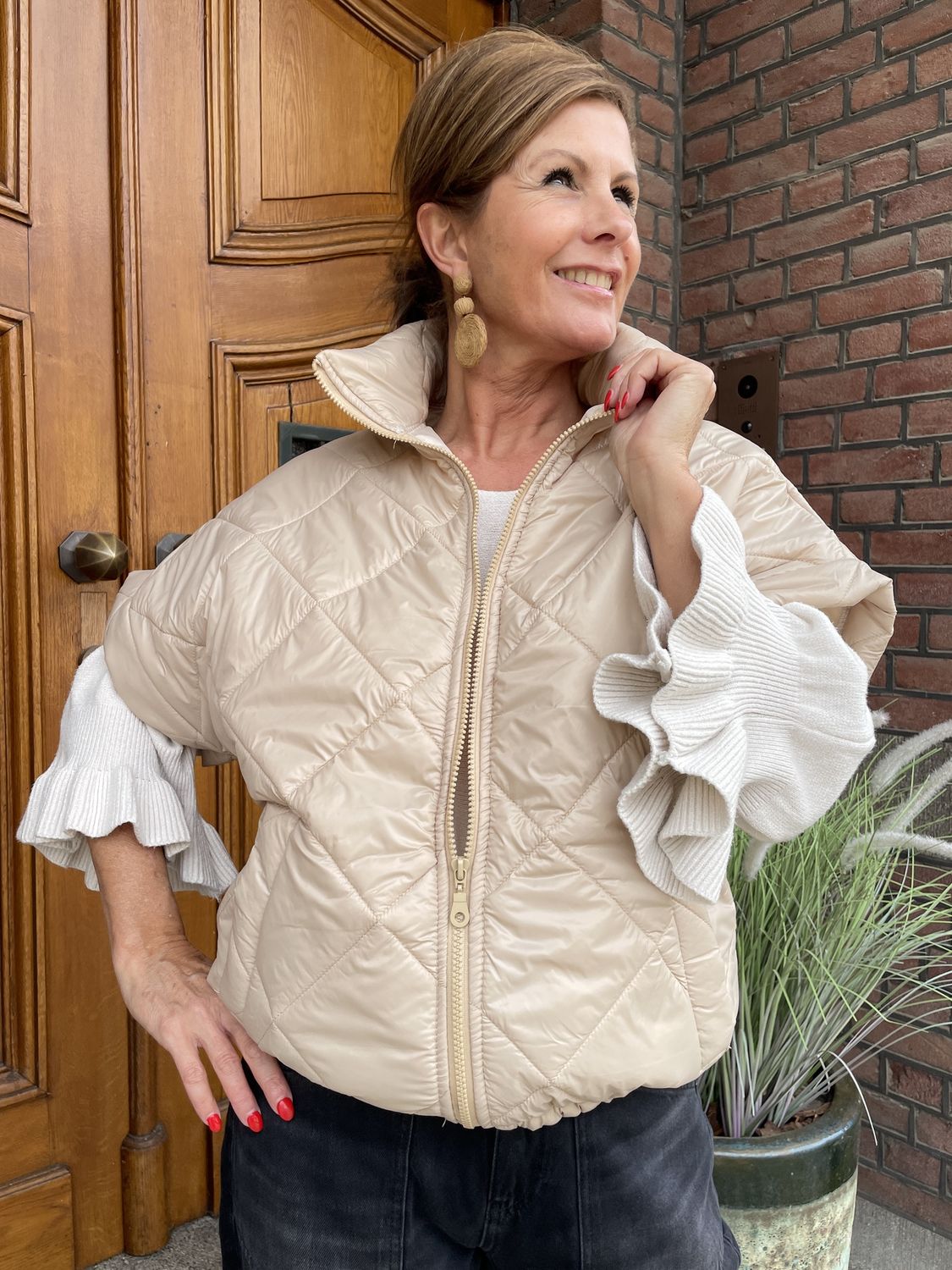 GEWATEERDE BOMBER - CREME