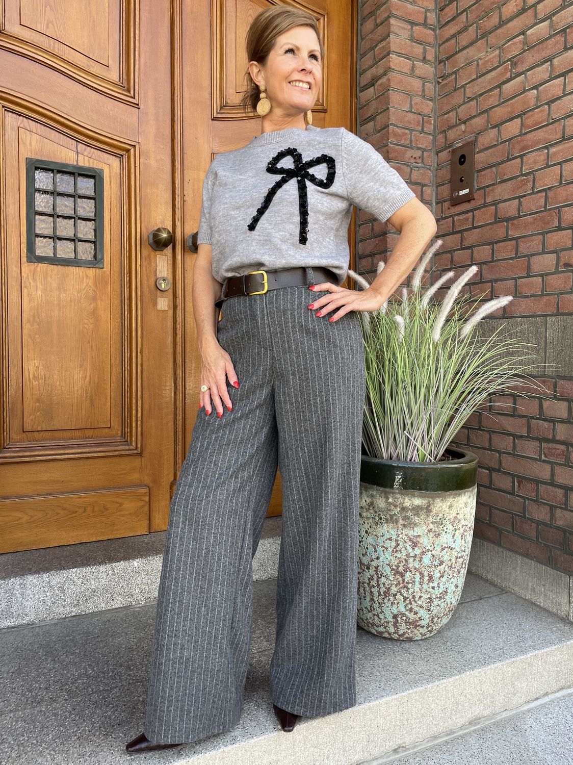 ANTRACIET KRIJTSTREEP PANTALON