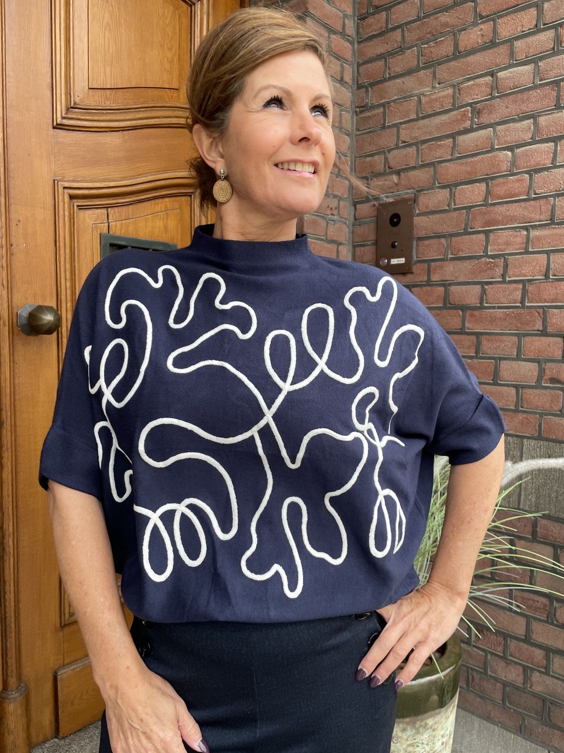 TRUI DONKERBLAUW - met WITTE ZIGZAG