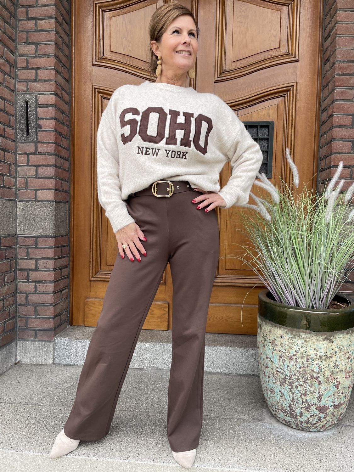 Maya Broek CHOCO - Stof