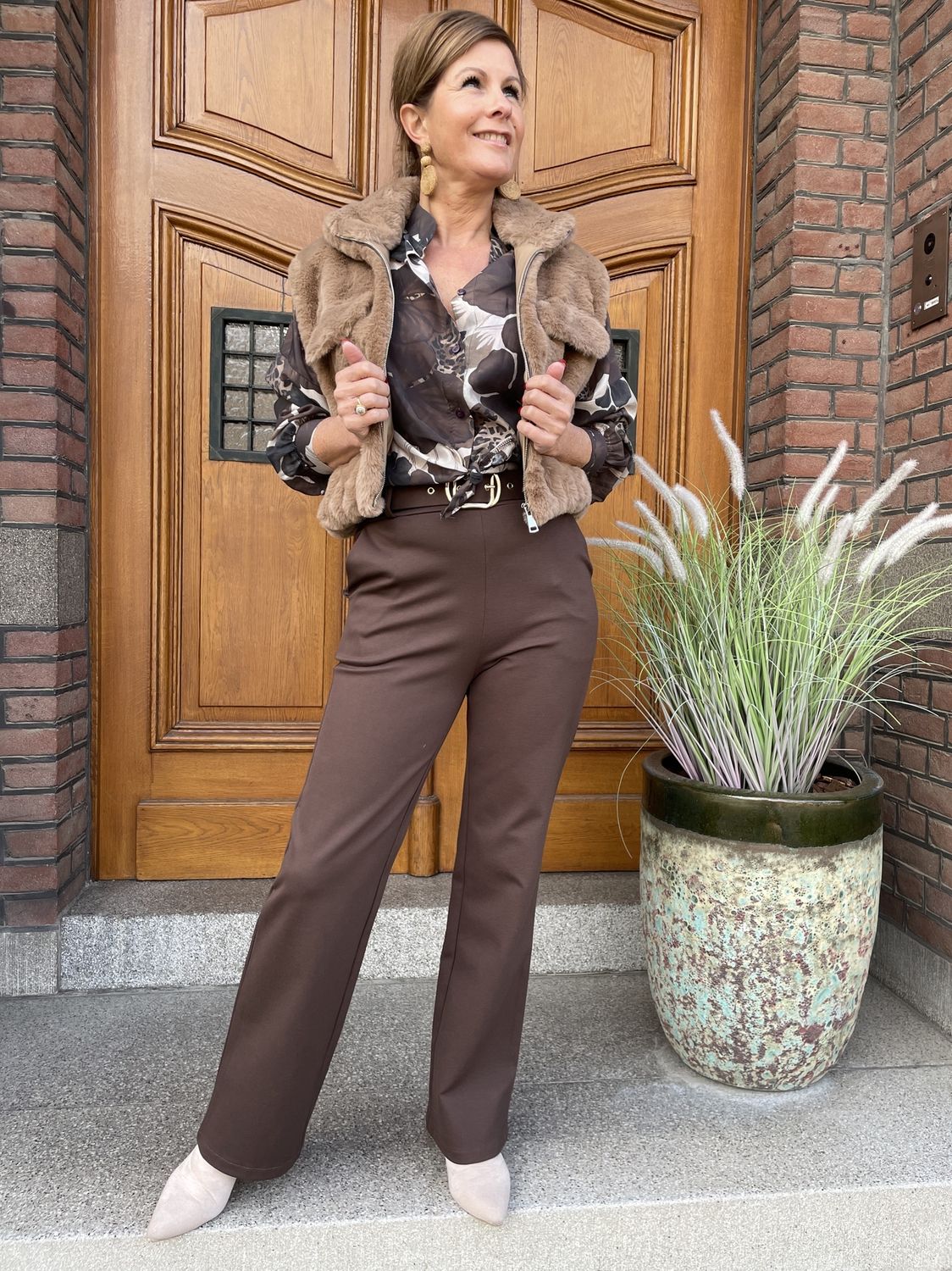 Maya Broek CHOCO BRUIN - Stof