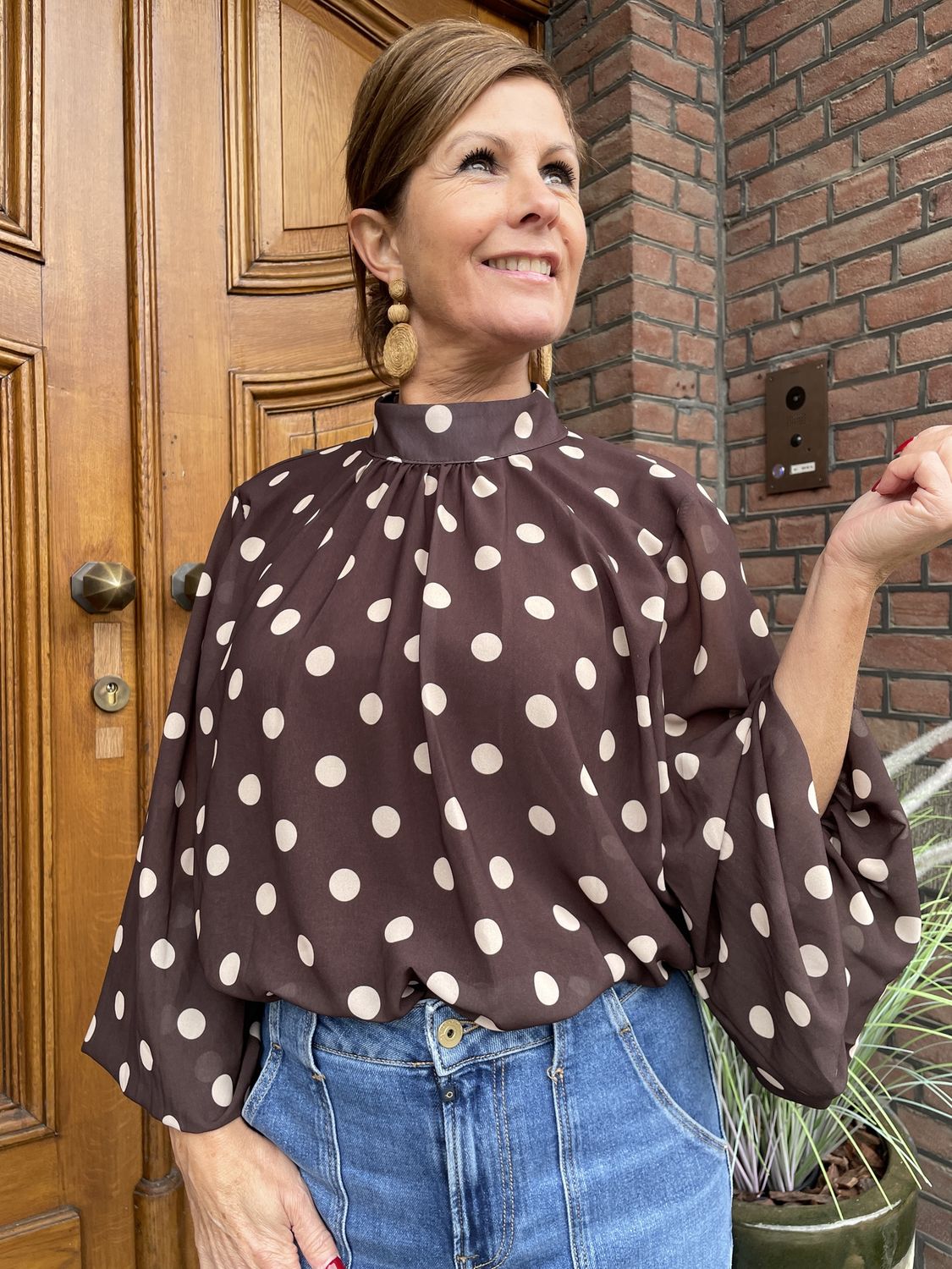 POLKADOT BLOUSE Choco - Turtle
