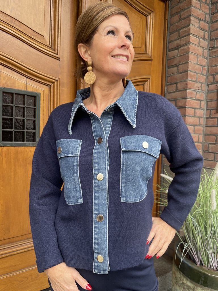 Vest - Donkerblauw met Jeans details