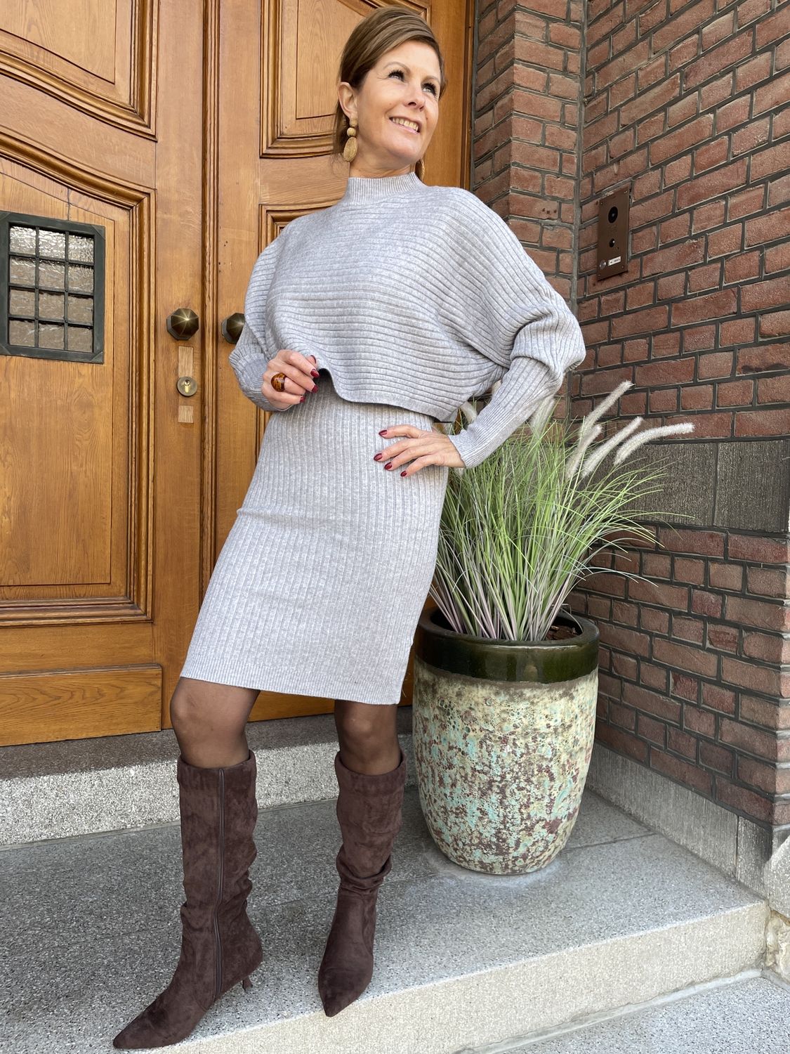 Jurk met Sweater COMBI - Grijs