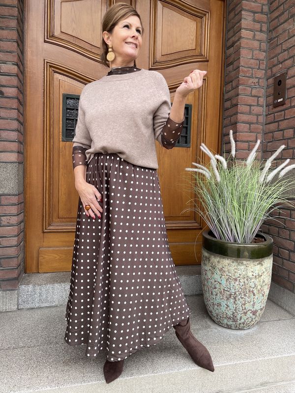 SATIJNEN POLKADOT ROK CHOCO