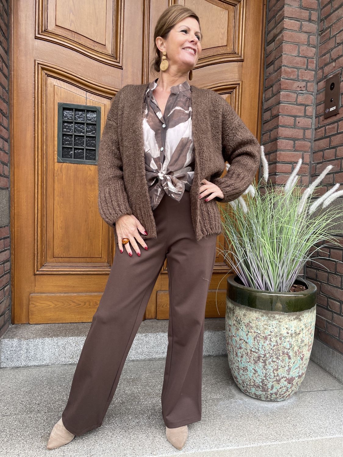 PANTALON BRUIN Taya -  met KNOPEN