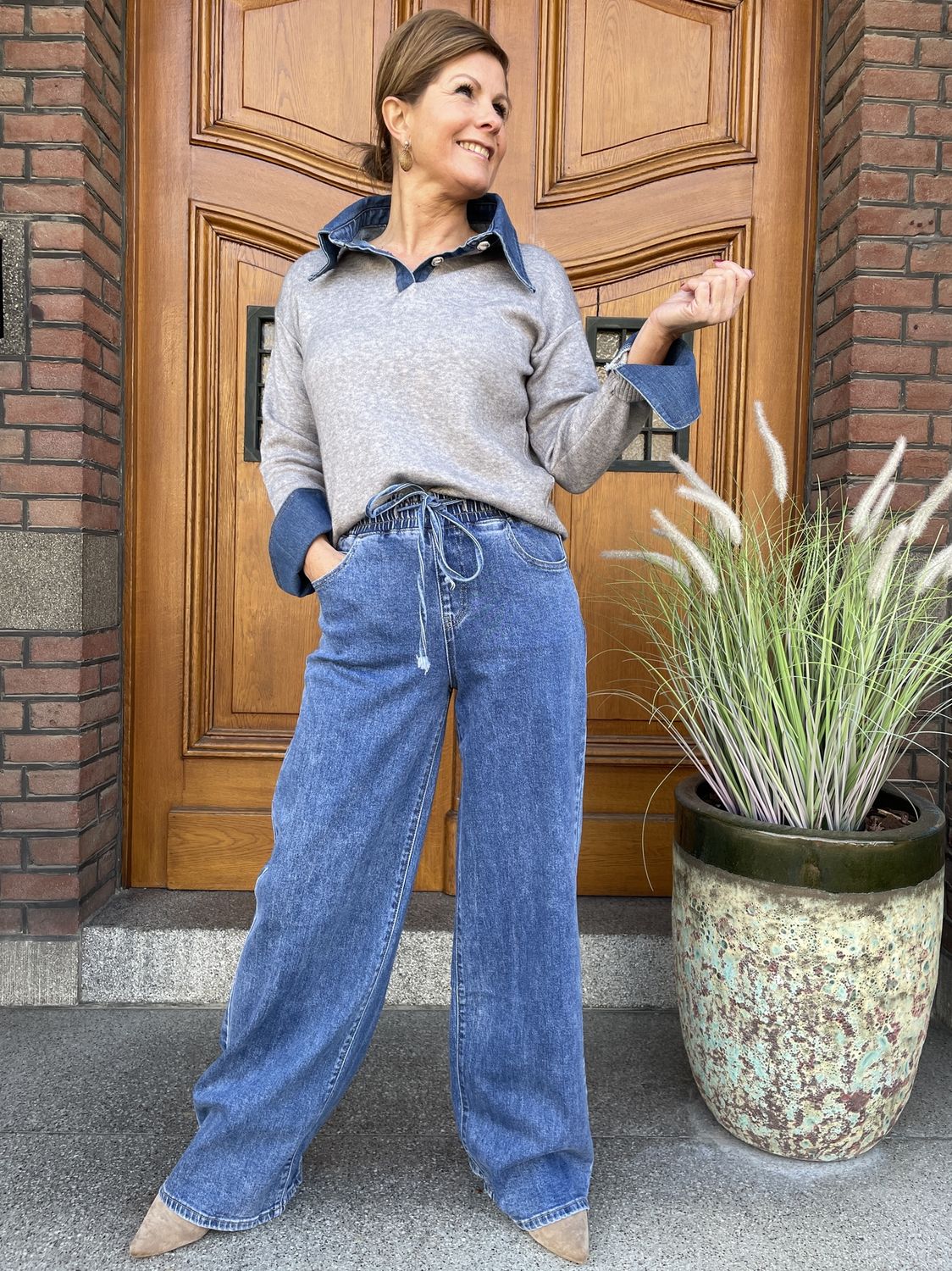 BLUE JOGGER - met KOORDJE - Wide Leg