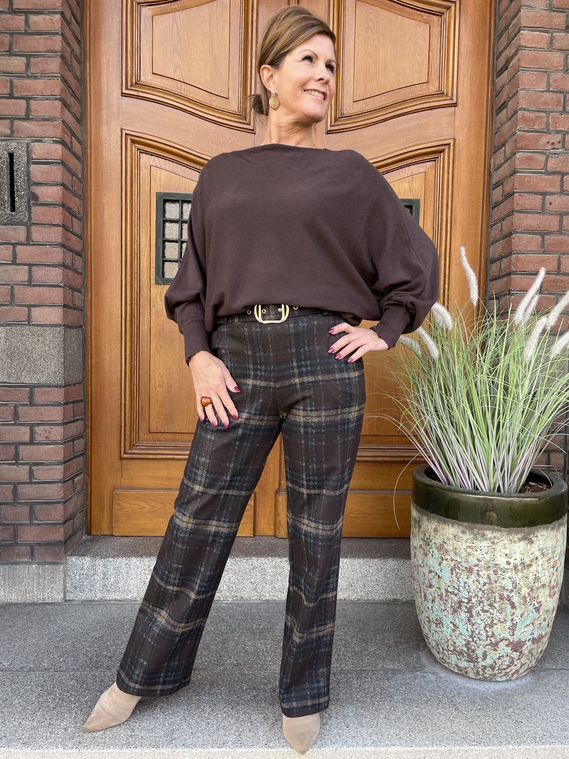 CHOCO - Geruite Pantalon met Riem