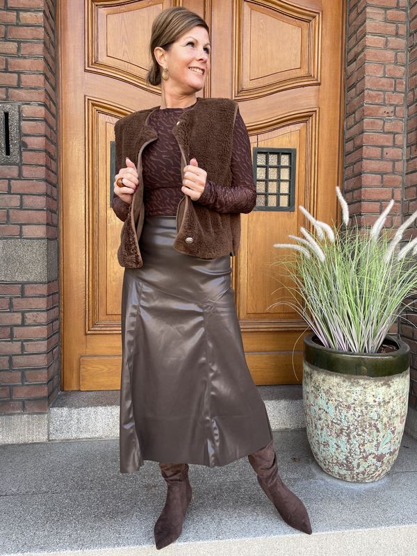 LEATHERLOOK ROK CHOCO - 15845