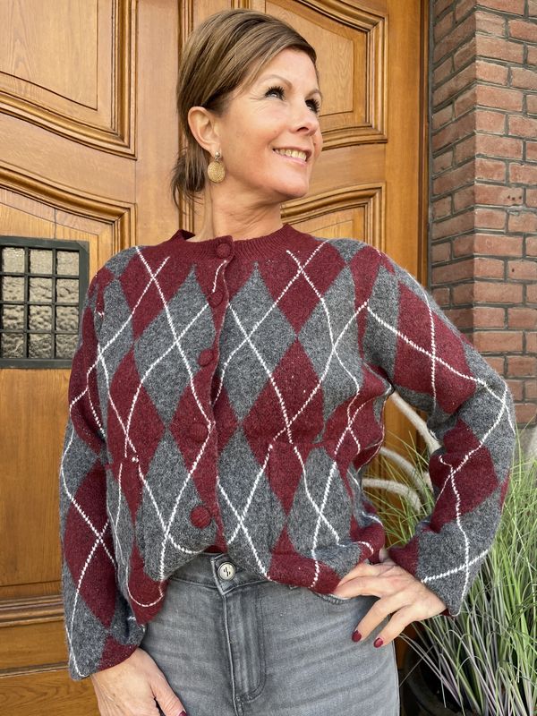 GERUIT VEST - GRIJS/BORDEAUX