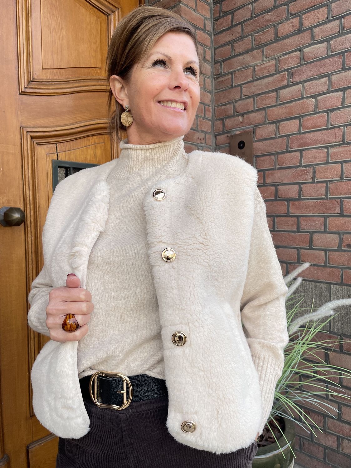 FLUFFY GILET - MIEP - Beige