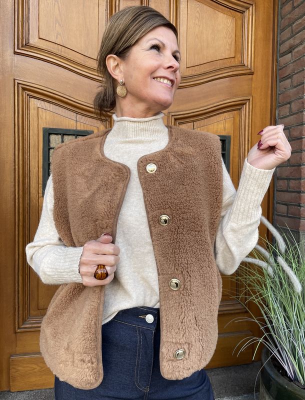 FLUFFY GILET - MIEP - Taupe