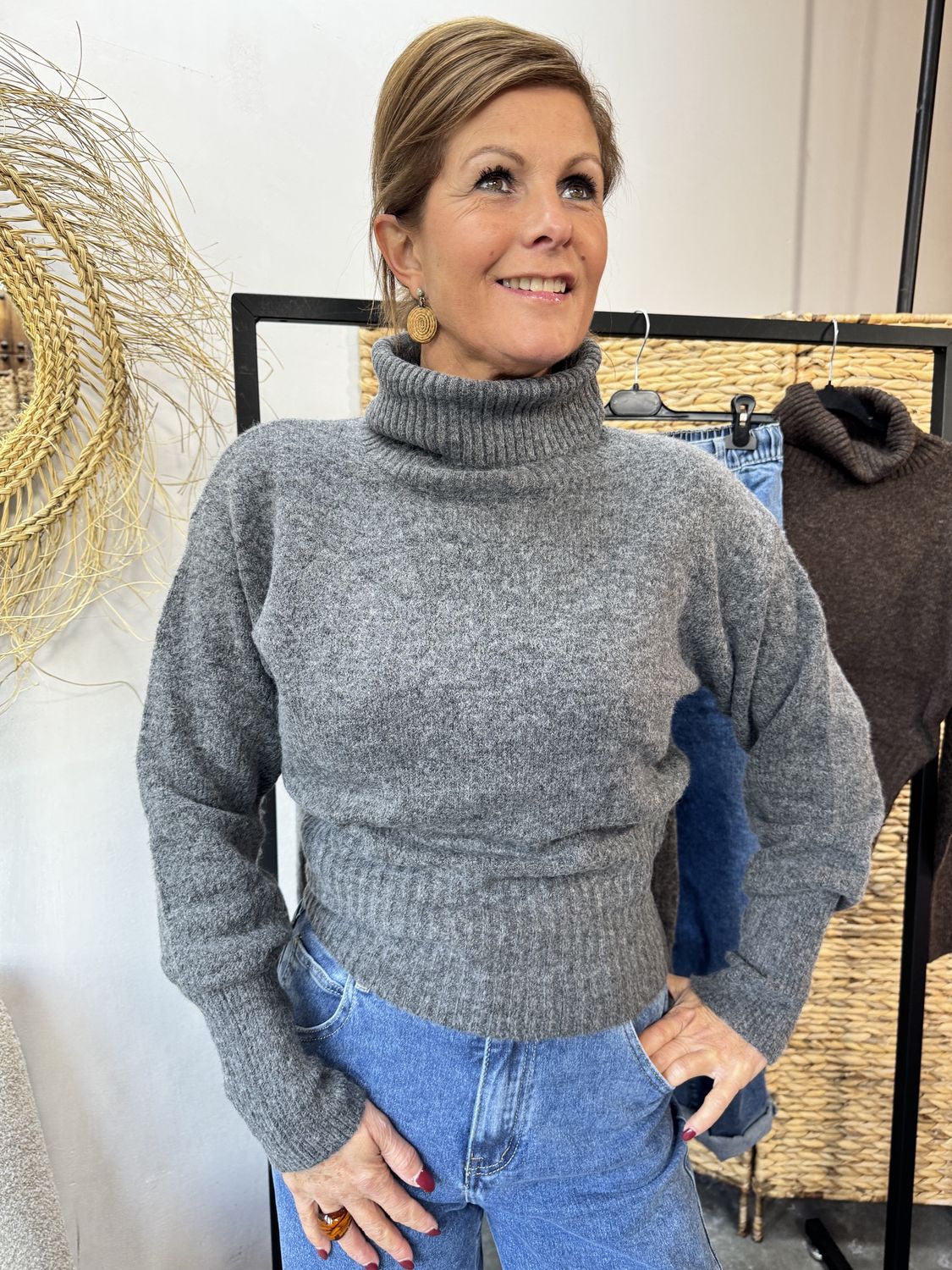 COL SWEATER - LICHTGRIJS - Jeanny