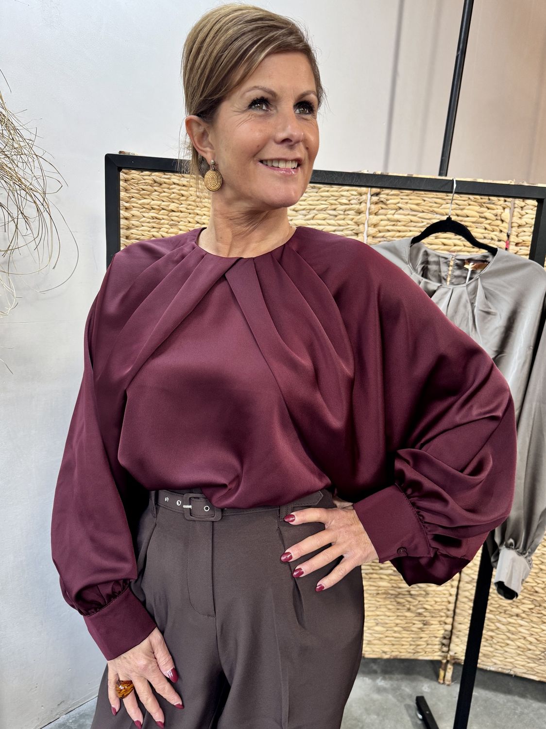 Satijnen Blouse JUNE - Bordeaux