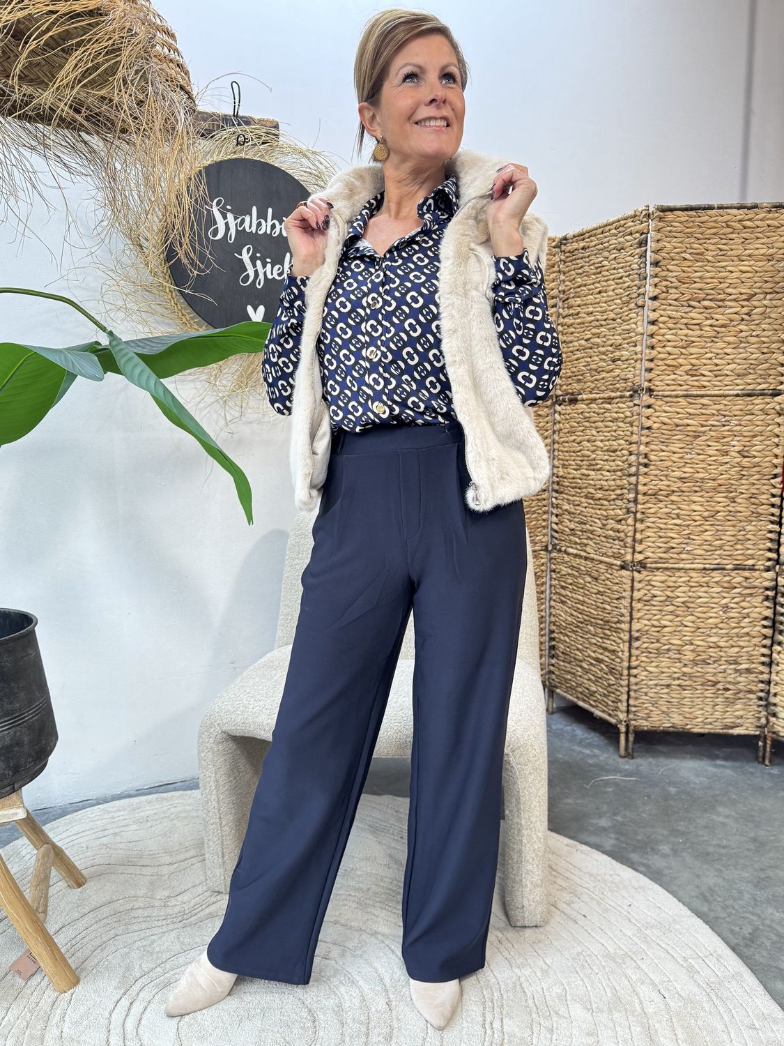 ALARIC PANTALON - DONKERBLAUW - Travellerstof