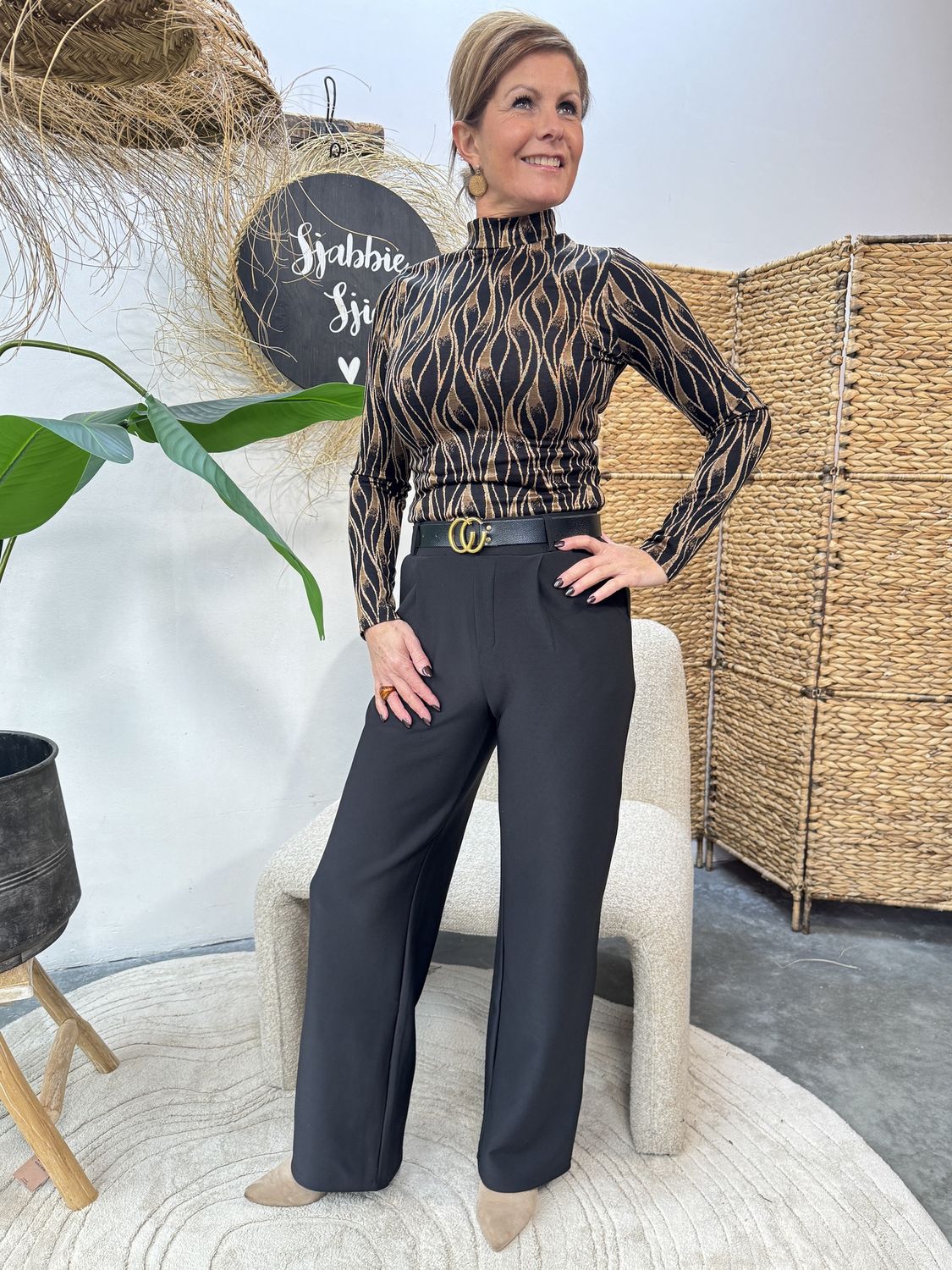 ALARIC PANTALON - ZWART - Travellerstof