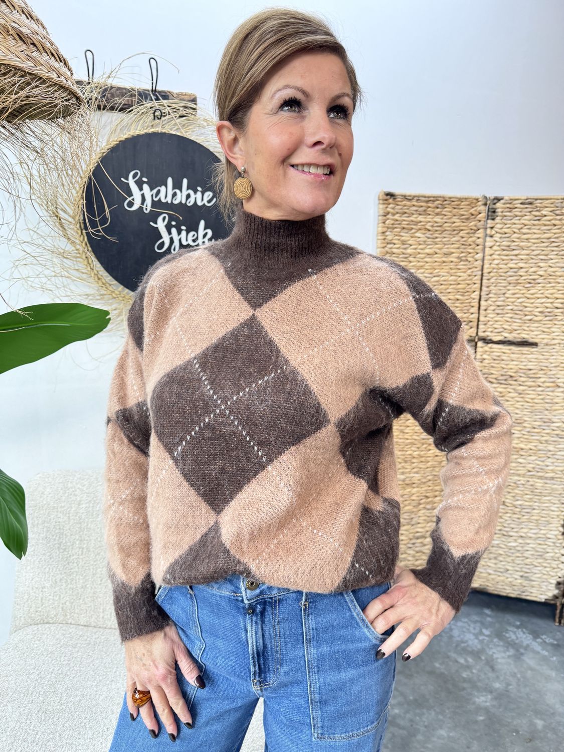 TRUI HELLA - Bruin/Beige Ruit