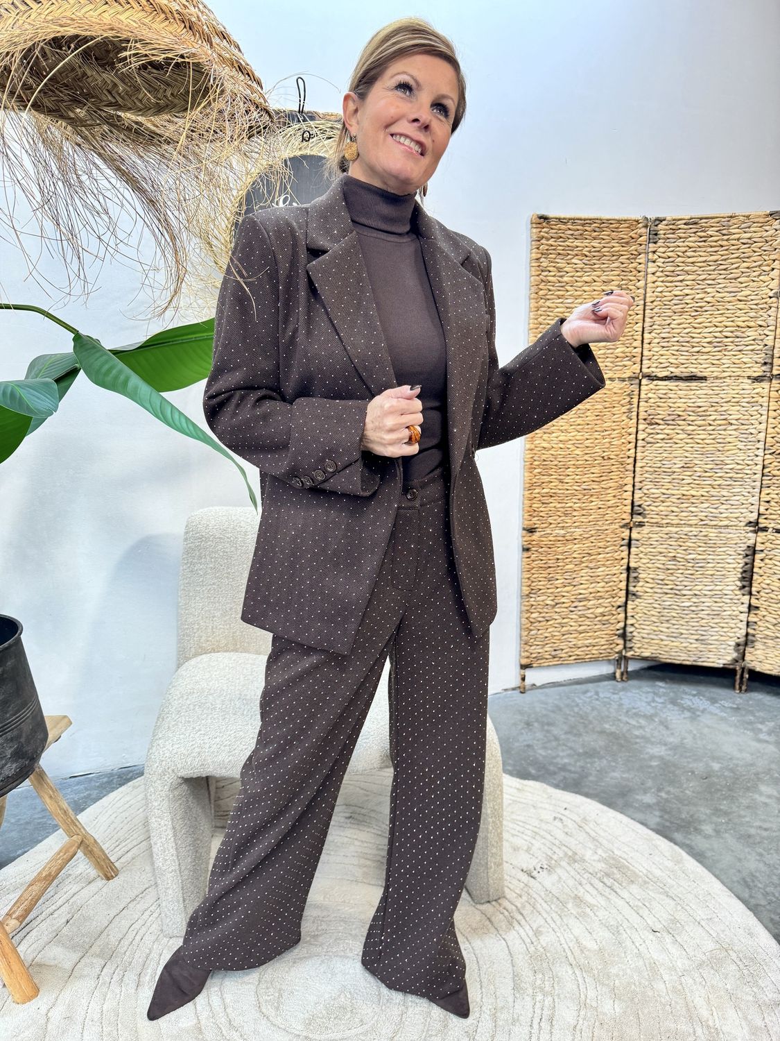 GLITTER PANTALON CHOCOLADE BRUIN