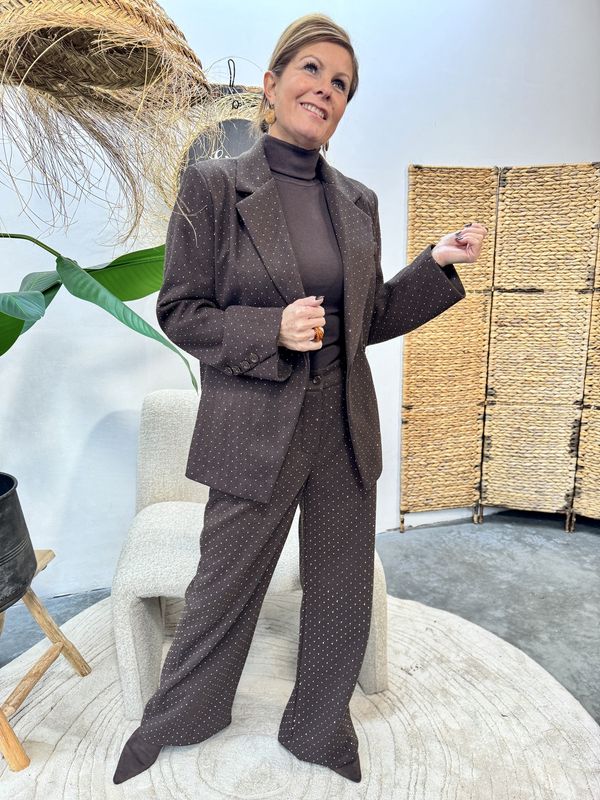 GLITTER PANTALON CHOCOLADE BRUIN