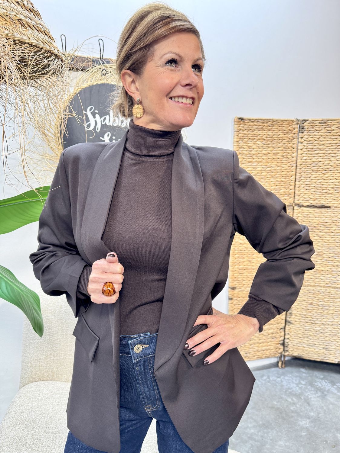 BLAZER CHOCOLADE BRUIN - Floriane