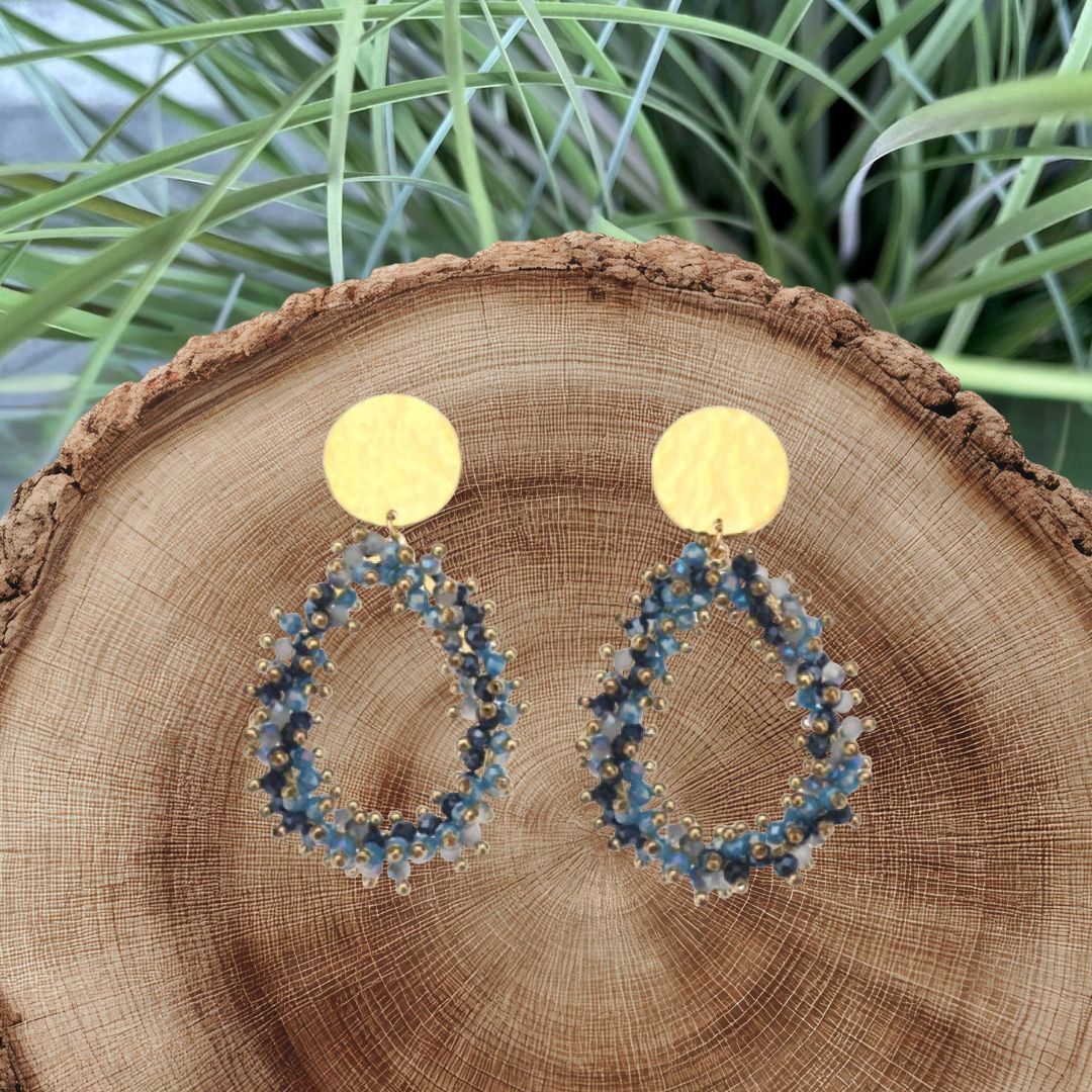 OORBELLEN - BLAUW met GOUD