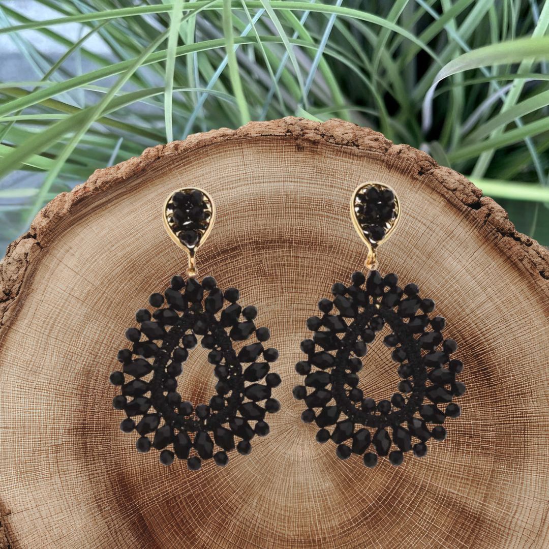 OORBELLEN - ZWARTE KRALEN