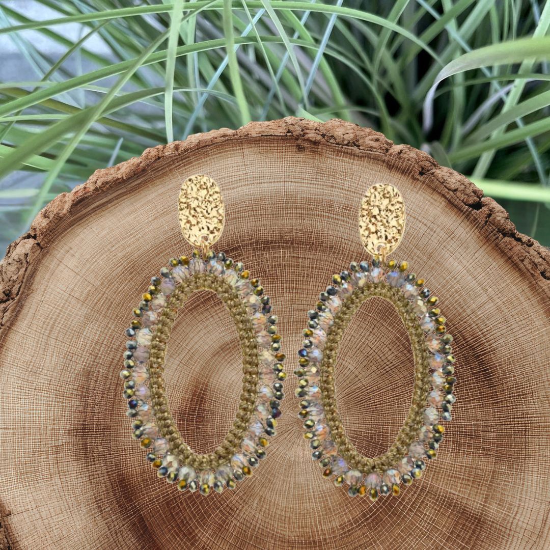 OORBELLEN - BLAUWE KRALEN - OVAAL