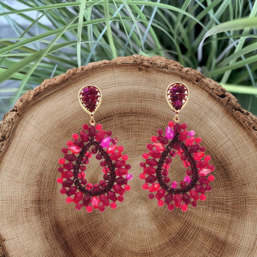 OORBELLEN - ROOD/ROZE KRALEN