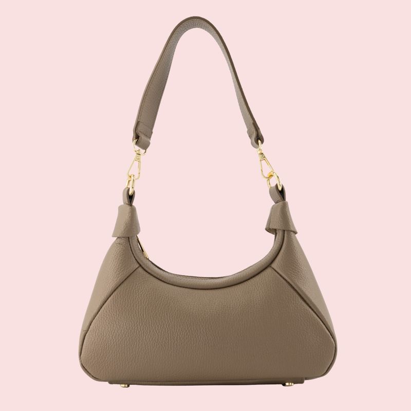 LEREN TAS - Vanya - Taupe  - Goudkleurig