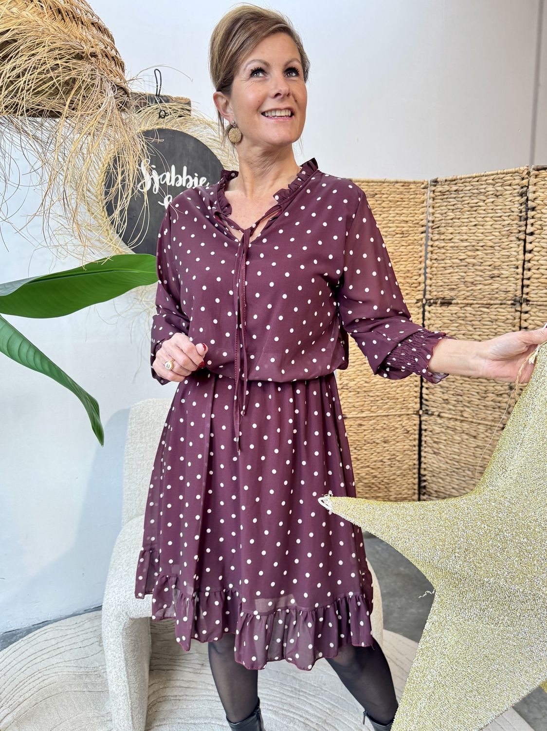 POLKADOT BORDEAUX - DRESS