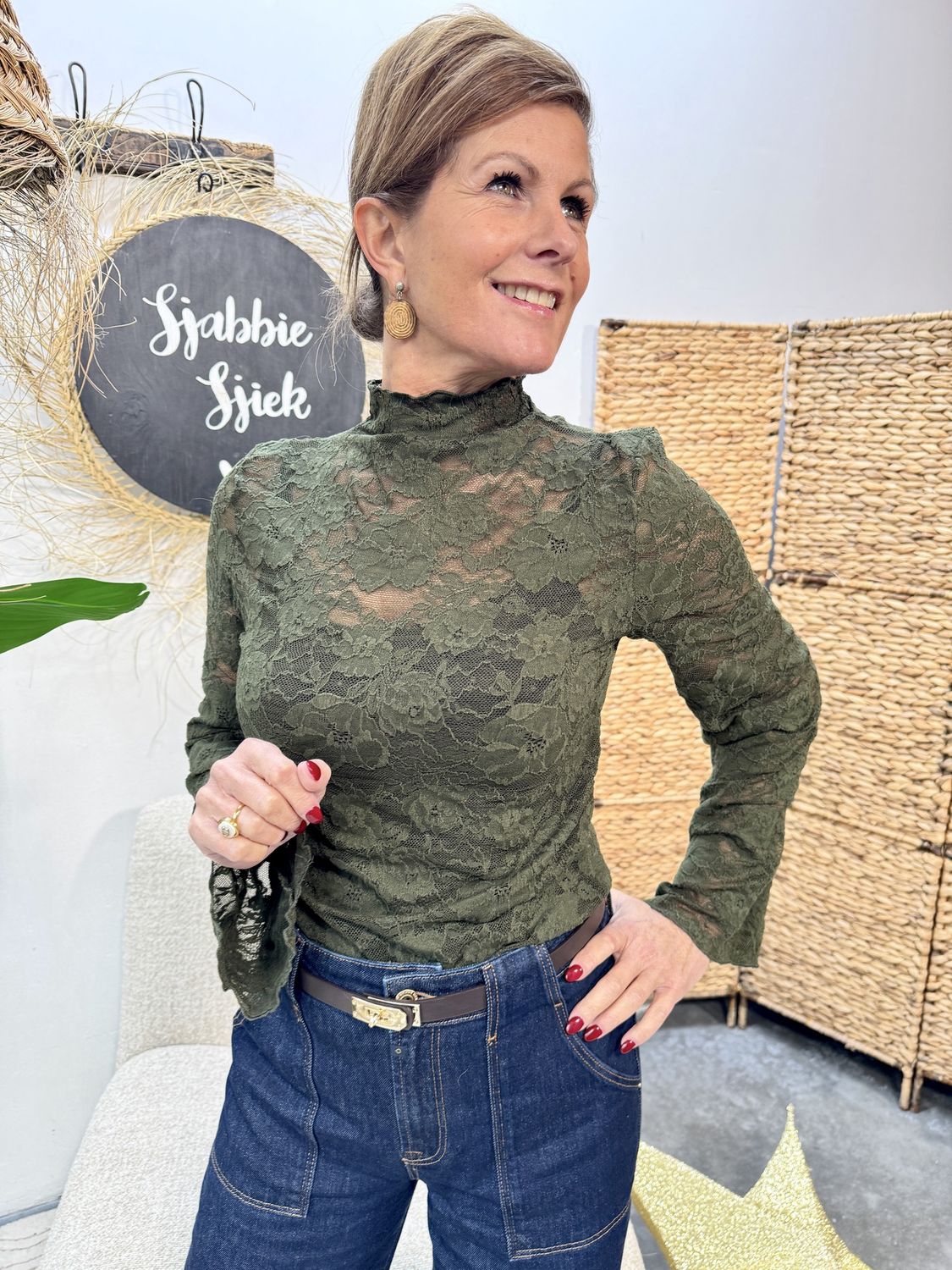 GROENE KANTEN TOP - Suze