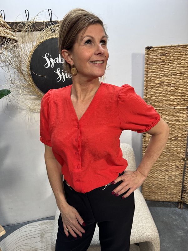 Blouse SERINA met Korte Mouw - Rood