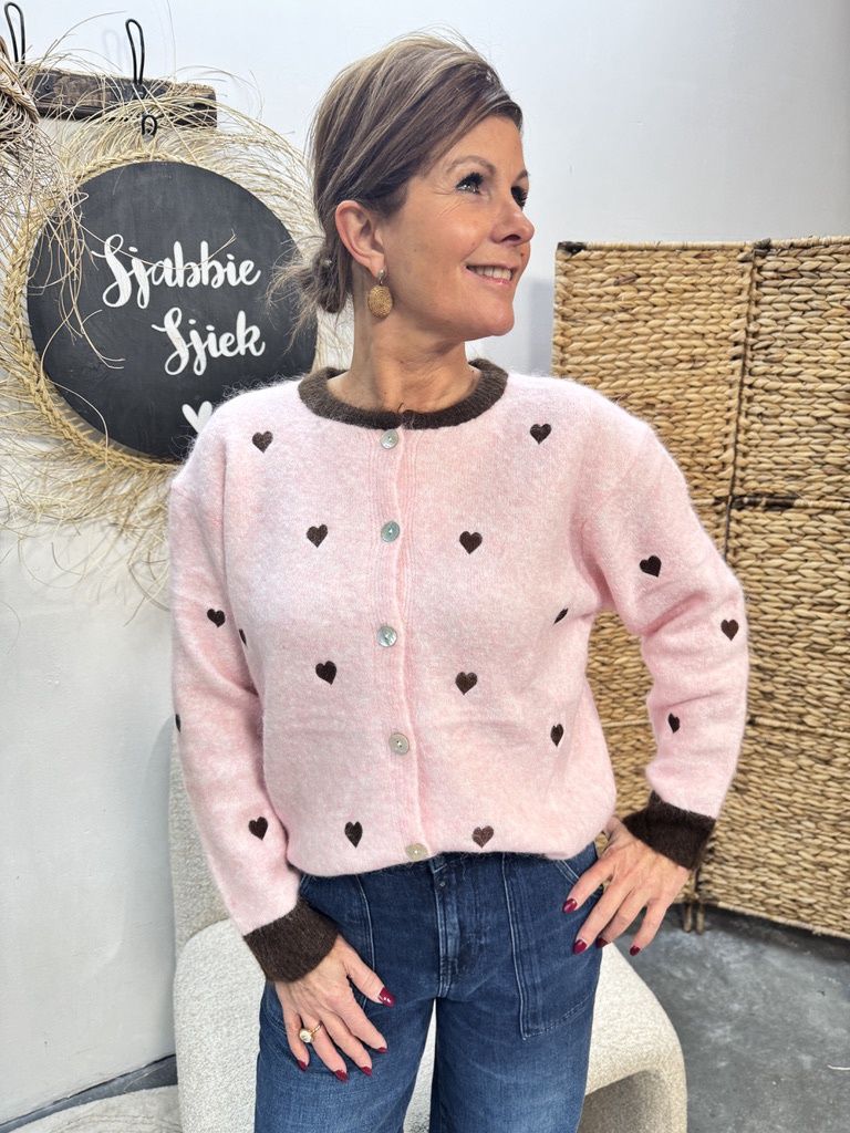 HARTJES VEST - Roze/ Bruin
