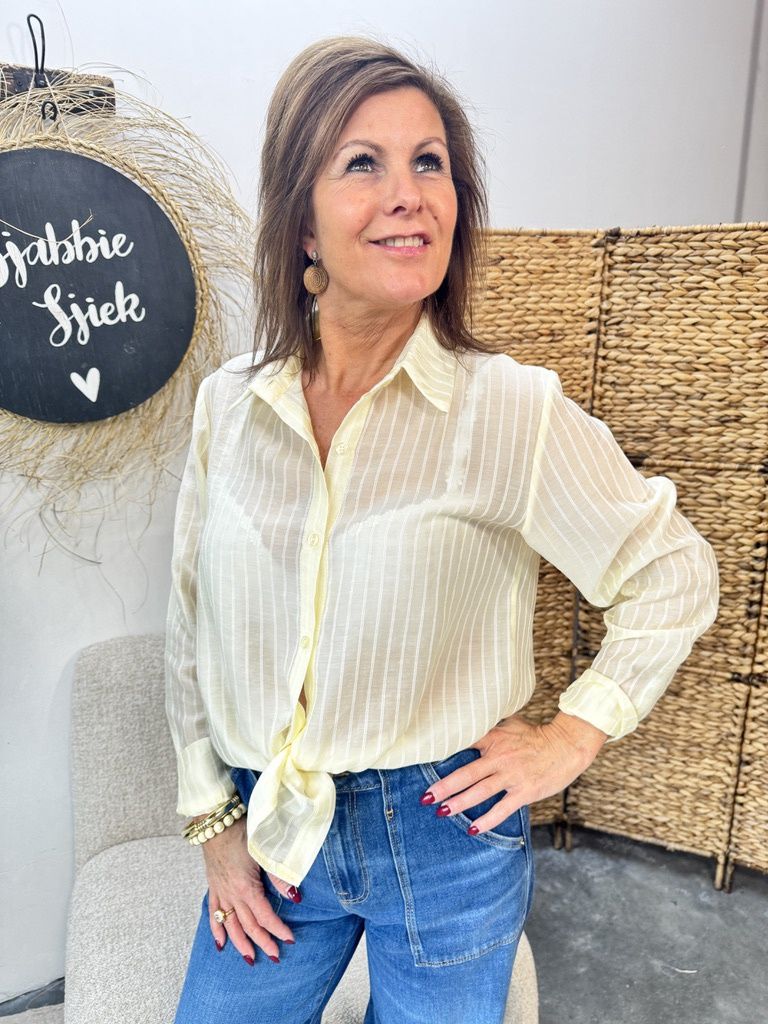 Gestreepte Blouse Becky - Geel