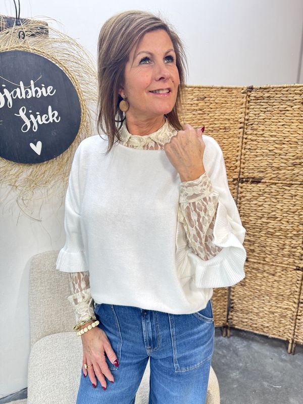 RUFFLE SWEATER OFFWHITE