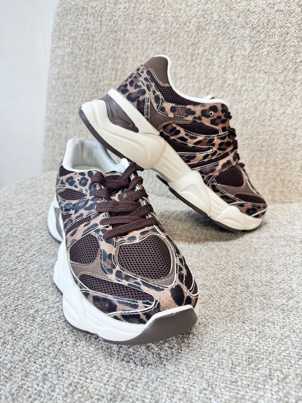 SNEAKER PURE - COFFEE met PANTERPRINT