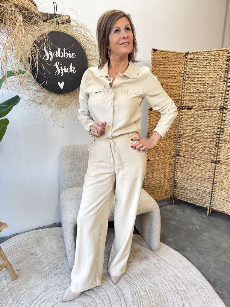 BROEK NOAH MET STUDS - ZAND