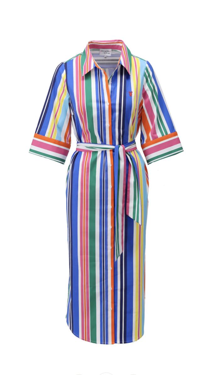 C729L P069 - Maxi Jurk met Gestreept Design