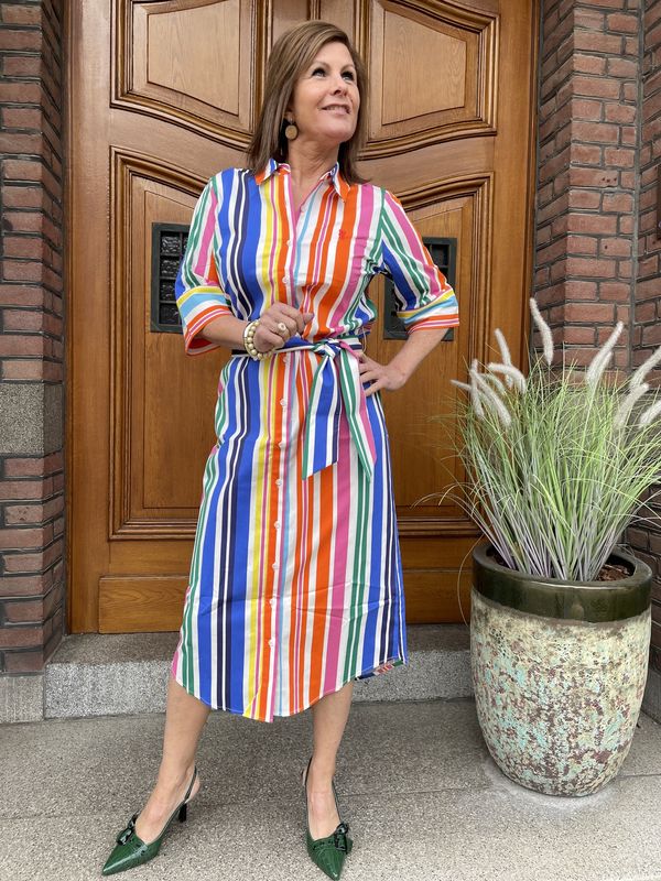 C729L P069 - Maxi Jurk met Gestreept Design