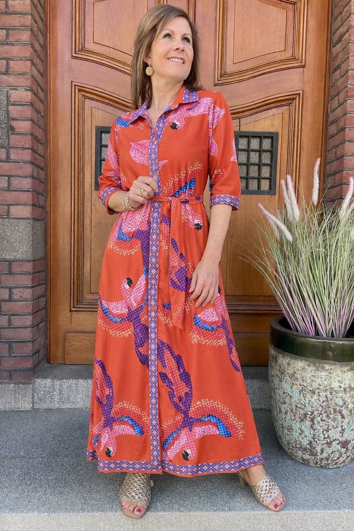 C413 P140 - Maxi Jurk met Design