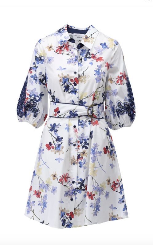 C718L P075 - Jurk met Design en Borduursel