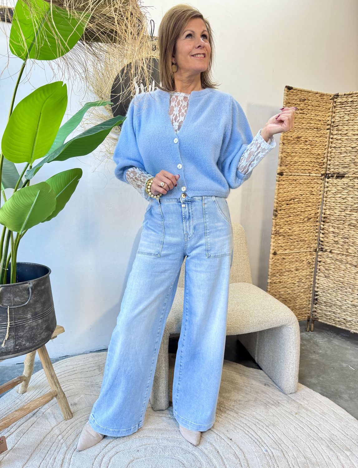 WIDE LEG JEANS LULU - AQUA BLUE