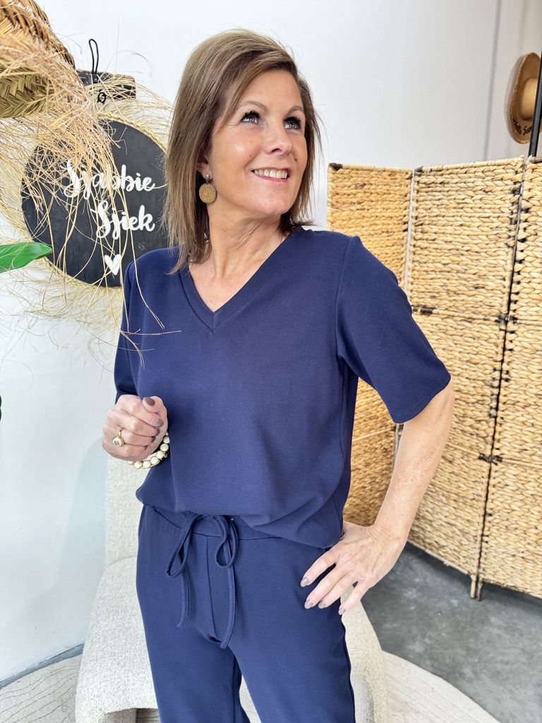 TOP ELLY - DONKERBLAUW
