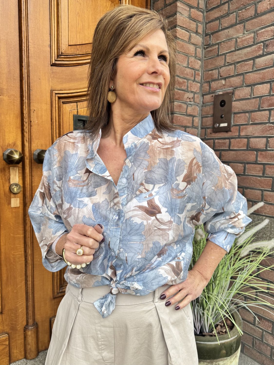 Bloemen Blouse  Lis - Lichtblauw