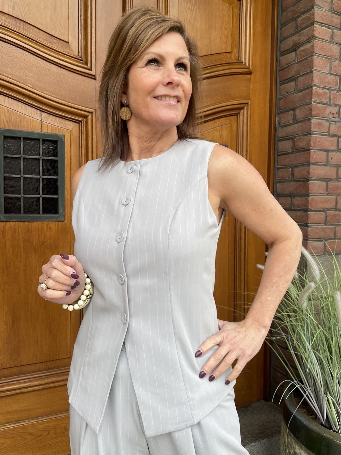 GILET Givenna - Grijs Krijtstreep